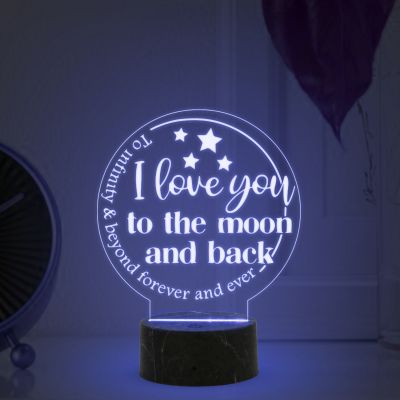 I Love You to The Moon and Back Engraved Night Lamp with Automatic Color Changing Light Bedroom Kids Room Decoration